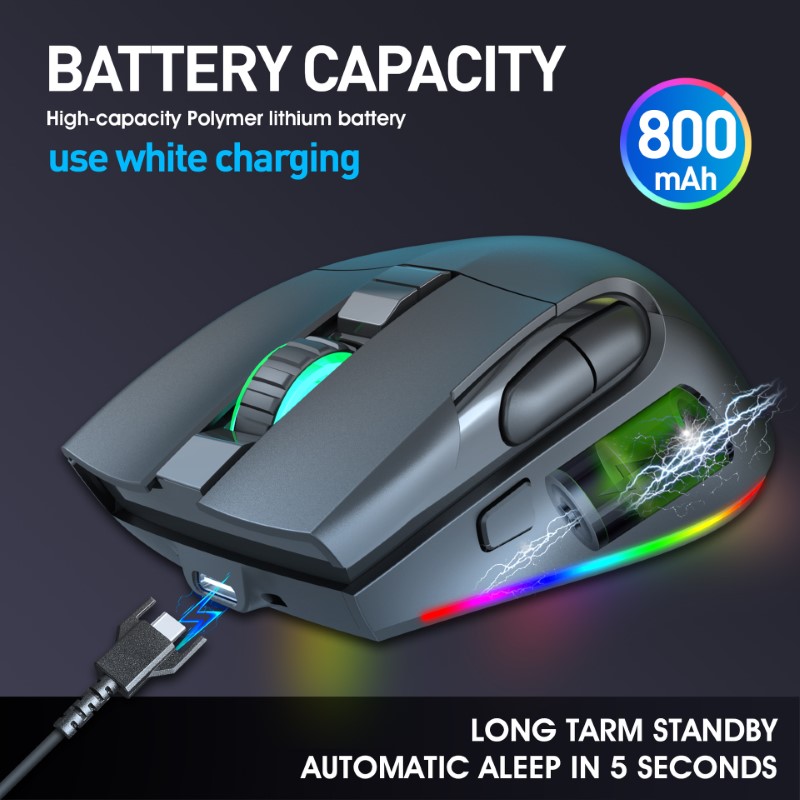 Chuột không dây LED RGB 3200 DPI Gaming Mouse T27 cho máy tính laptop hàng nhập khẩu