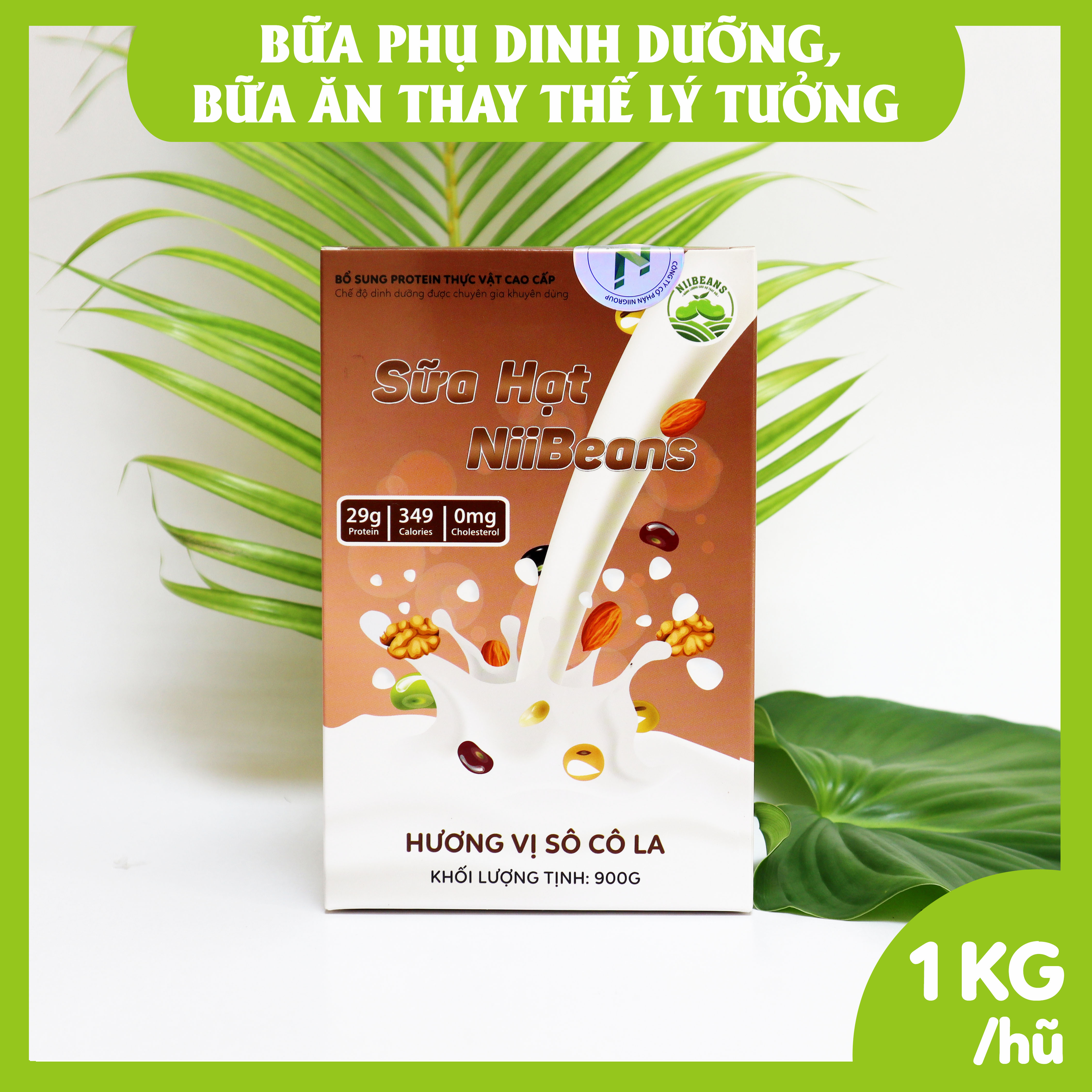 Sữa hạt NiiBeans Tăng cân Hương vị Sô Cô La 900G