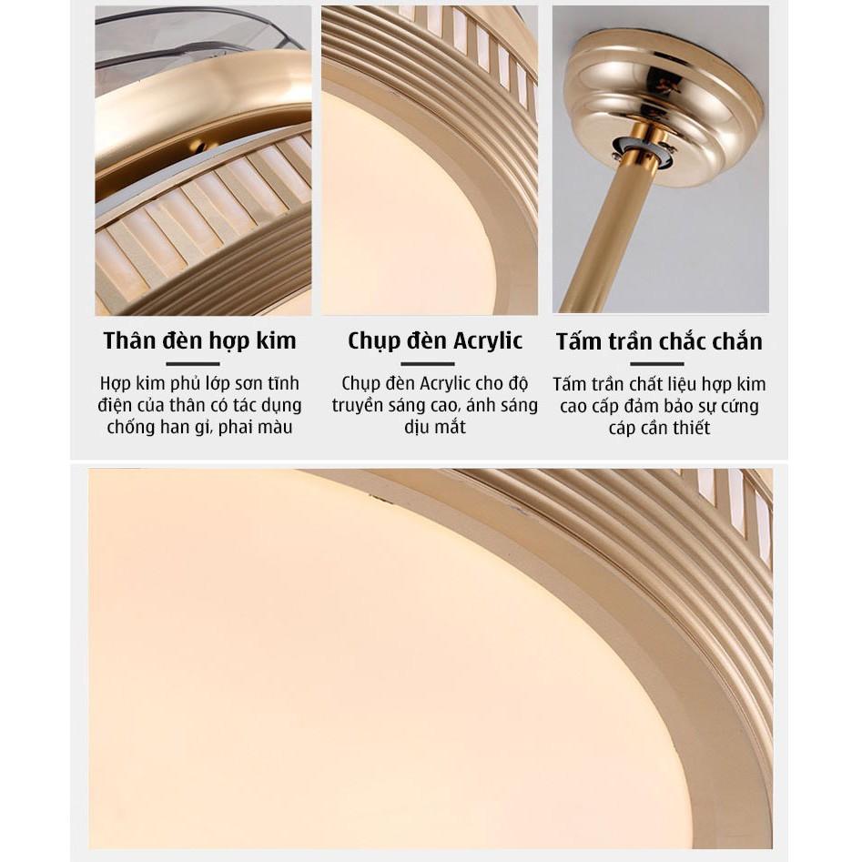 Đèn quạt trần COPAS kiểu dáng Bắc Âu hiện đại cánh cụp cánh xòe,quạt đèn cánh xếp, điều khiển từ xa .