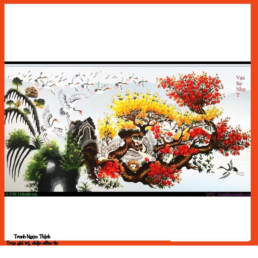 Rẻ vô địch-Tranh đính đá cao cấp Vạn Sự Như Ý LV055- KT: 110x60Cm