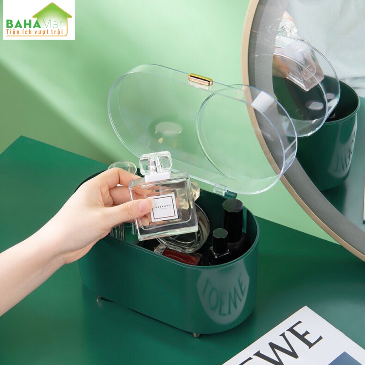 HỘP ĐỰNG NƯỚC HOA ĐỂ BÀN TRANG ĐIỂM "BAHAMAR" trang nhã và gọn gàng, tránh bụi bẩn