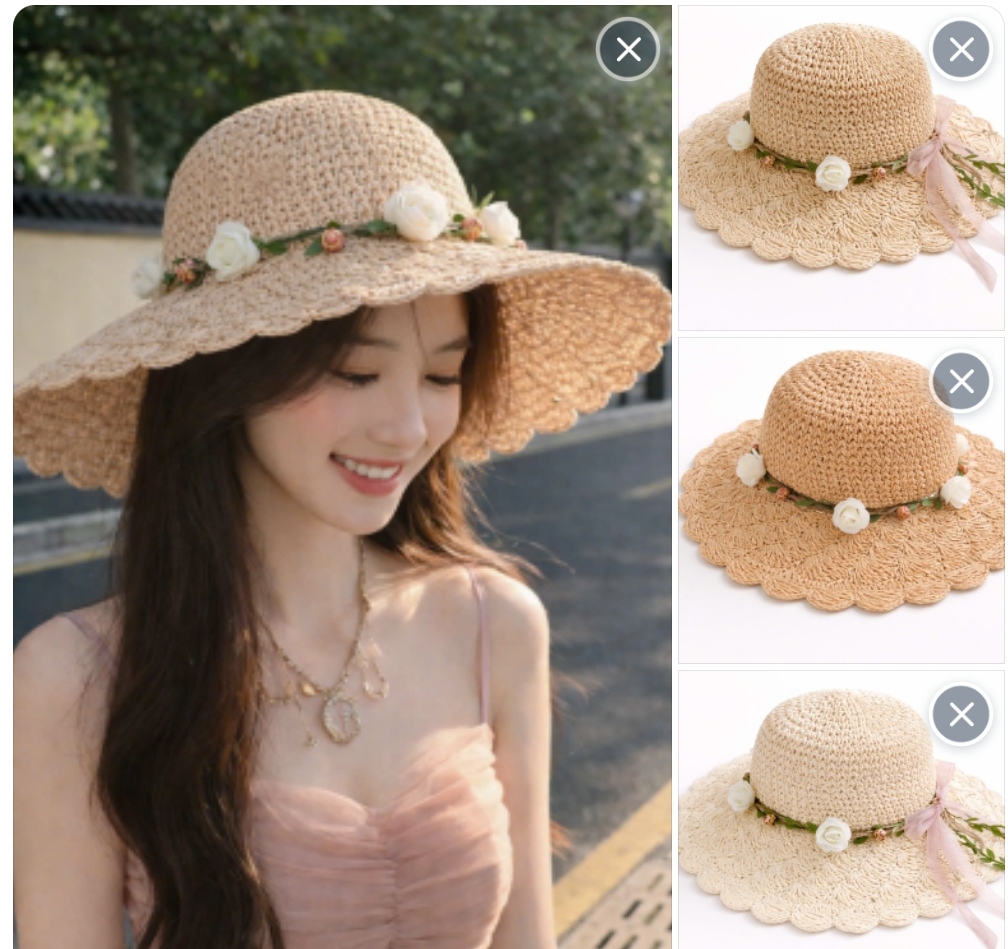 Mũ cói rơm mềm gấp gọn, mang phong cách thời trang Hàn Quốc. Kiểu dáng đẹp, thanh lịch, dễ phối đồ dona25040109