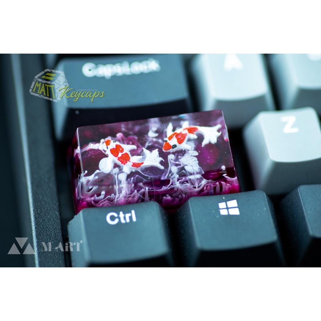 Keycap artisan cá koi 2U trang trí bàn phím cơ (tone đỏ đen, tím)