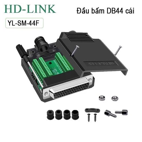 Đầu bấm cổng COM DB44 HD-LINK YL-SM-44F đầu cái kèm vỏ ốp. Hàng chính hãng