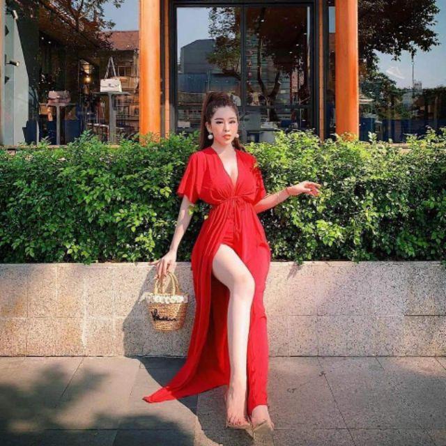 Đầm maxi cột nơ eo quần short