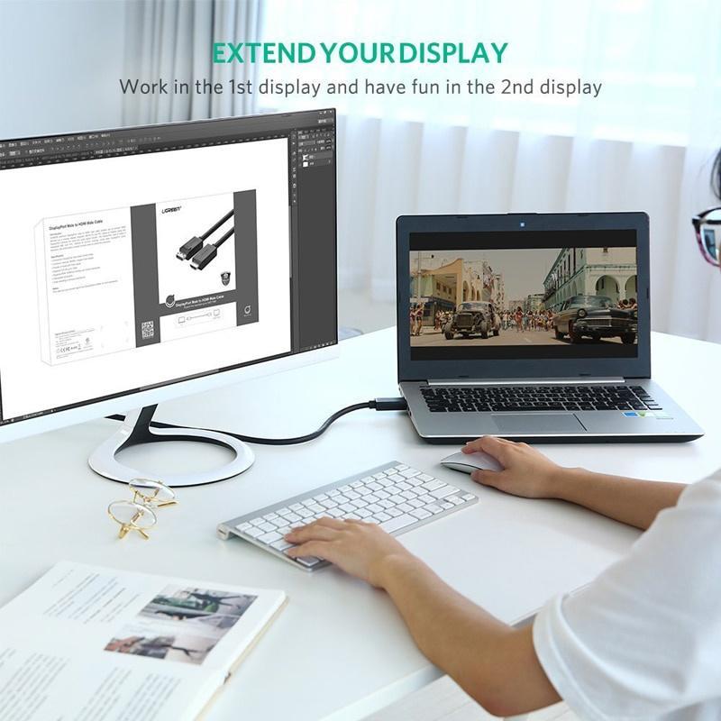 Dây Cáp Chuyển Đổi DP Sang HDMI 4K Dài 1.8m Chuyên Dụng Cho Máy Chiếu/Laptop