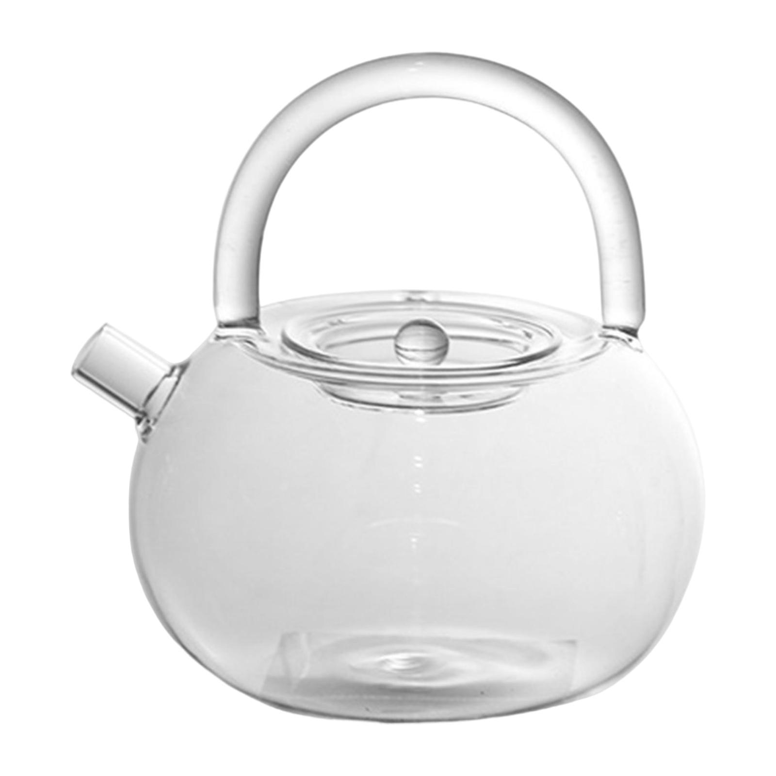 High Borosilicate Glass Tea Pot, Transparent Tea Kettle with Handle for Loose Leaf Blooming