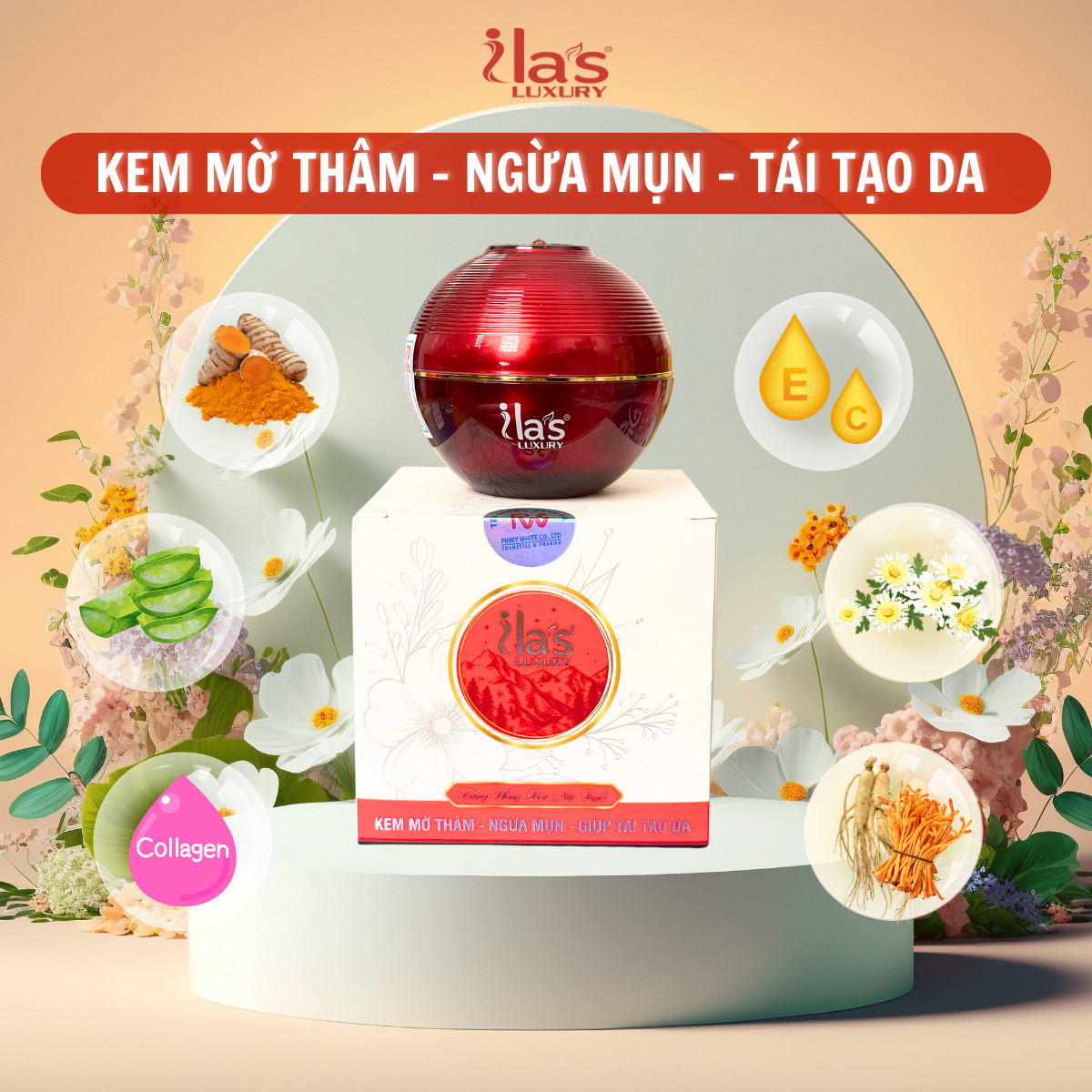 KEM TRỊ MỤN - MỜ THÂM SẸO – GIÚP TÁI TẠO DA ILA'S LUXURY CHÍNH HÃNG 16G