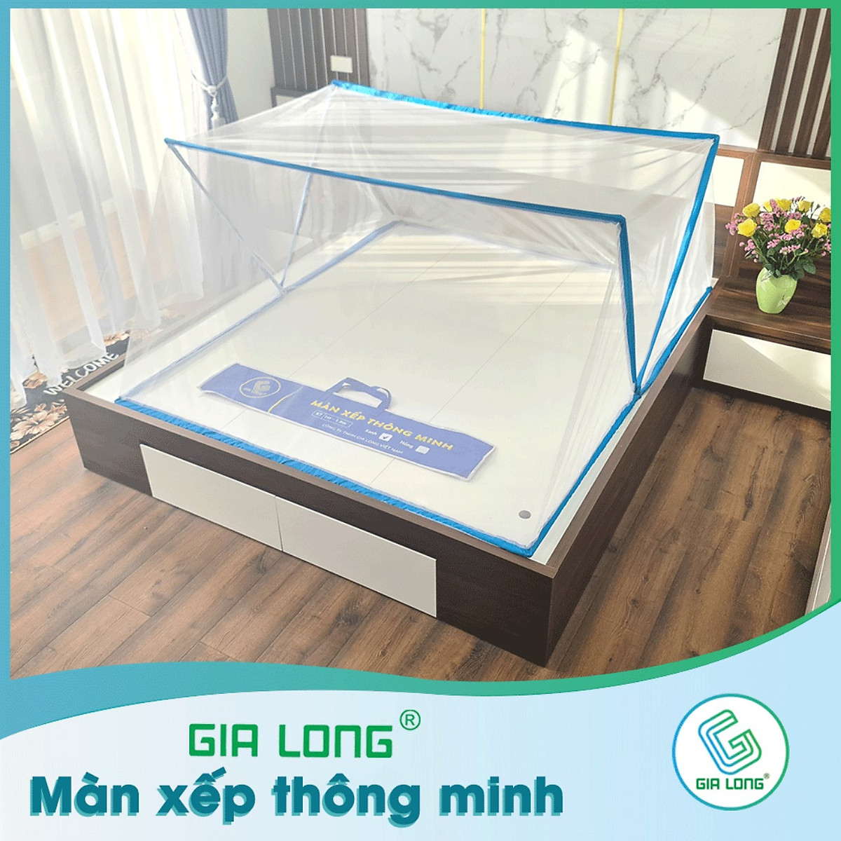 Mùng, Màn gấp gọn thông minh tiện ích đầy đủ kích thước cho giường 1m, 1m2, 1m4, 1m6, 1m8