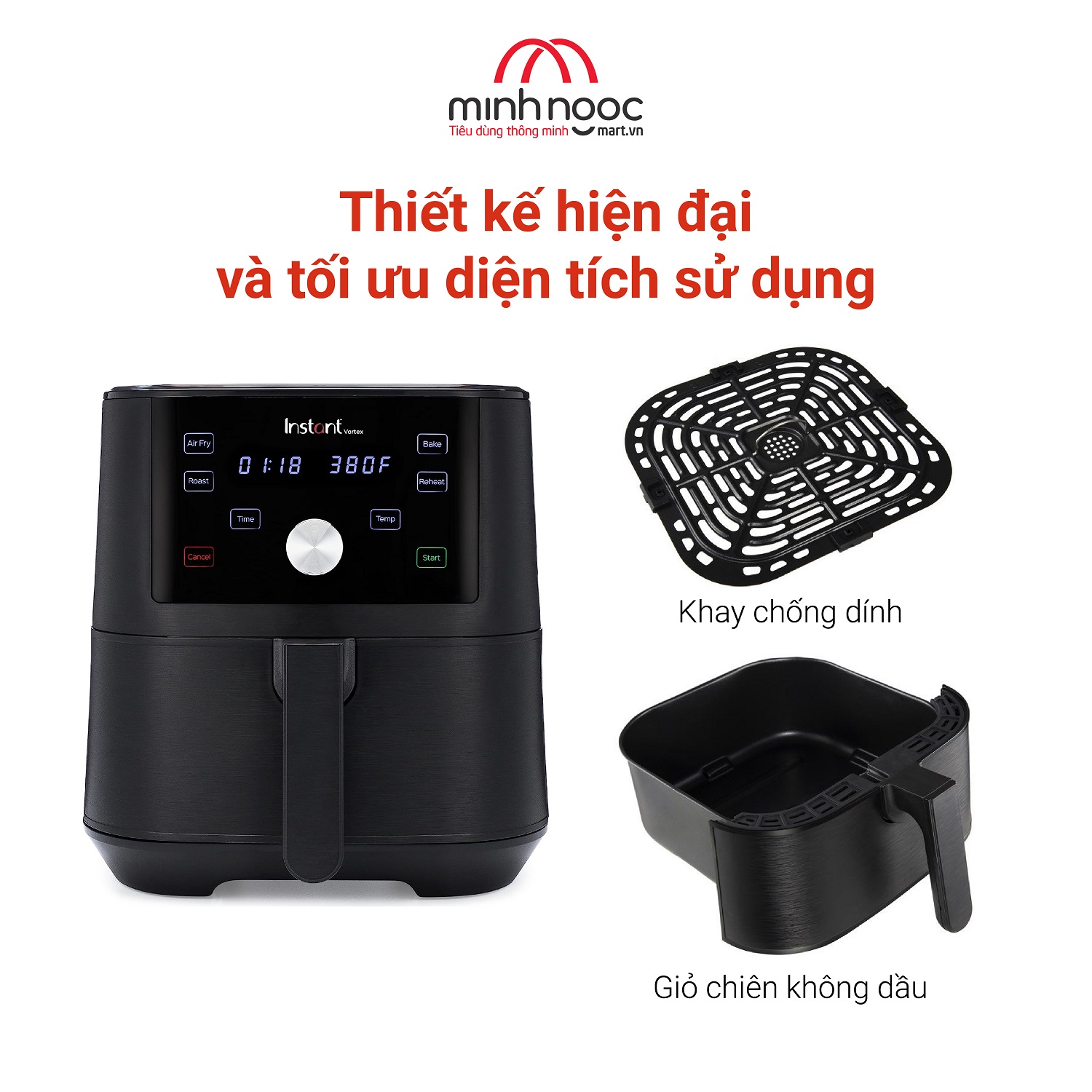 [ Hàng chính hãng ] Nồi chiên không dầu Instant Vortex, Dung tích 5,7 lít, 4 chức năng trong 1 nồi (Instant Vortex, 5.7L, 4 in 1)