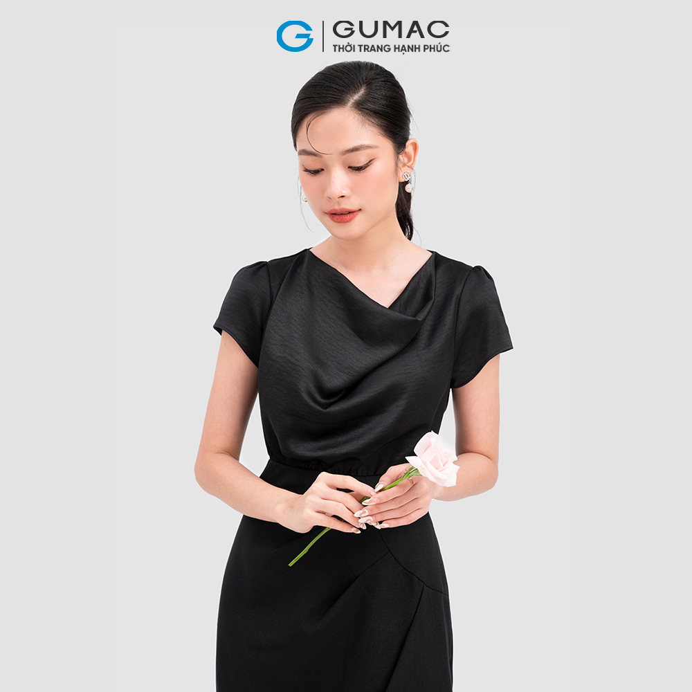 Đầm ôm nhẹ GUMAC DC11069 cổ đổ thanh lịch