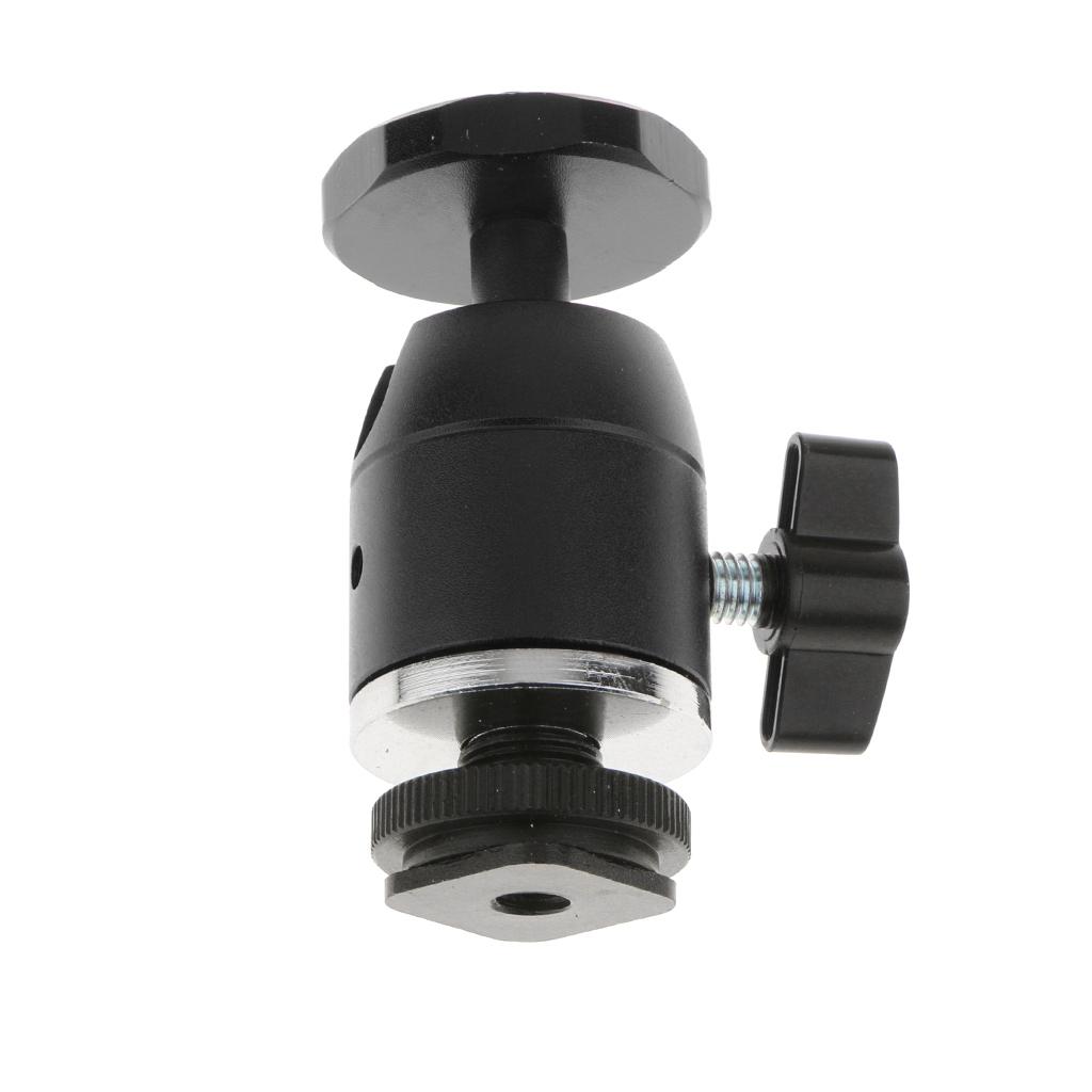 360° Swivel Ball Head 1/4''Screw Mount Tripod Hot Shoe for DSLR/SLR Black