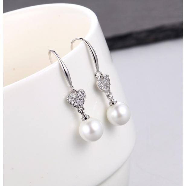 Bông Tai Bạc 925 Hình Trái Tim Dễ Thương - Trường Thịnh Ngọc Trai