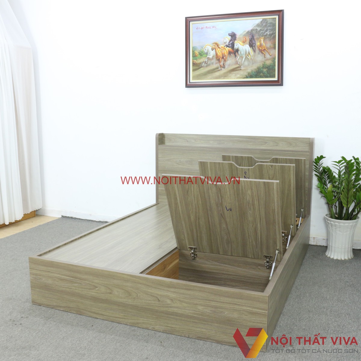 Giường Ngủ Thông Minh Gỗ MDF Melamine Nhiều Ngăn Chứa Đồ Đẹp Hiện Đại