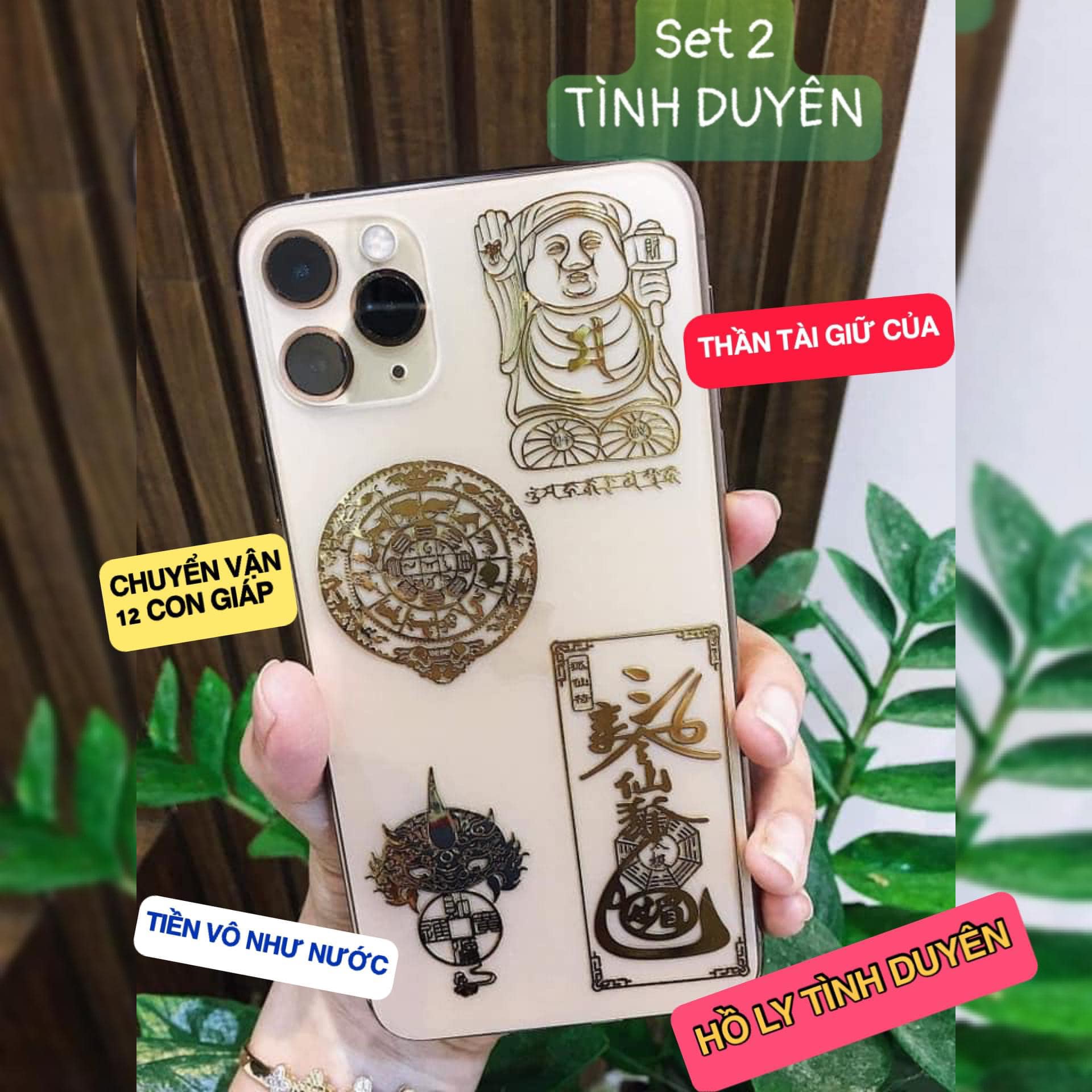 Combo 4 linh phù Tình Duyên: Hồ Ly Tình Duyên, Thần Tài giữ Của, Chuyển Vận 12 Con giáp, Tiền Vô Như Nước
