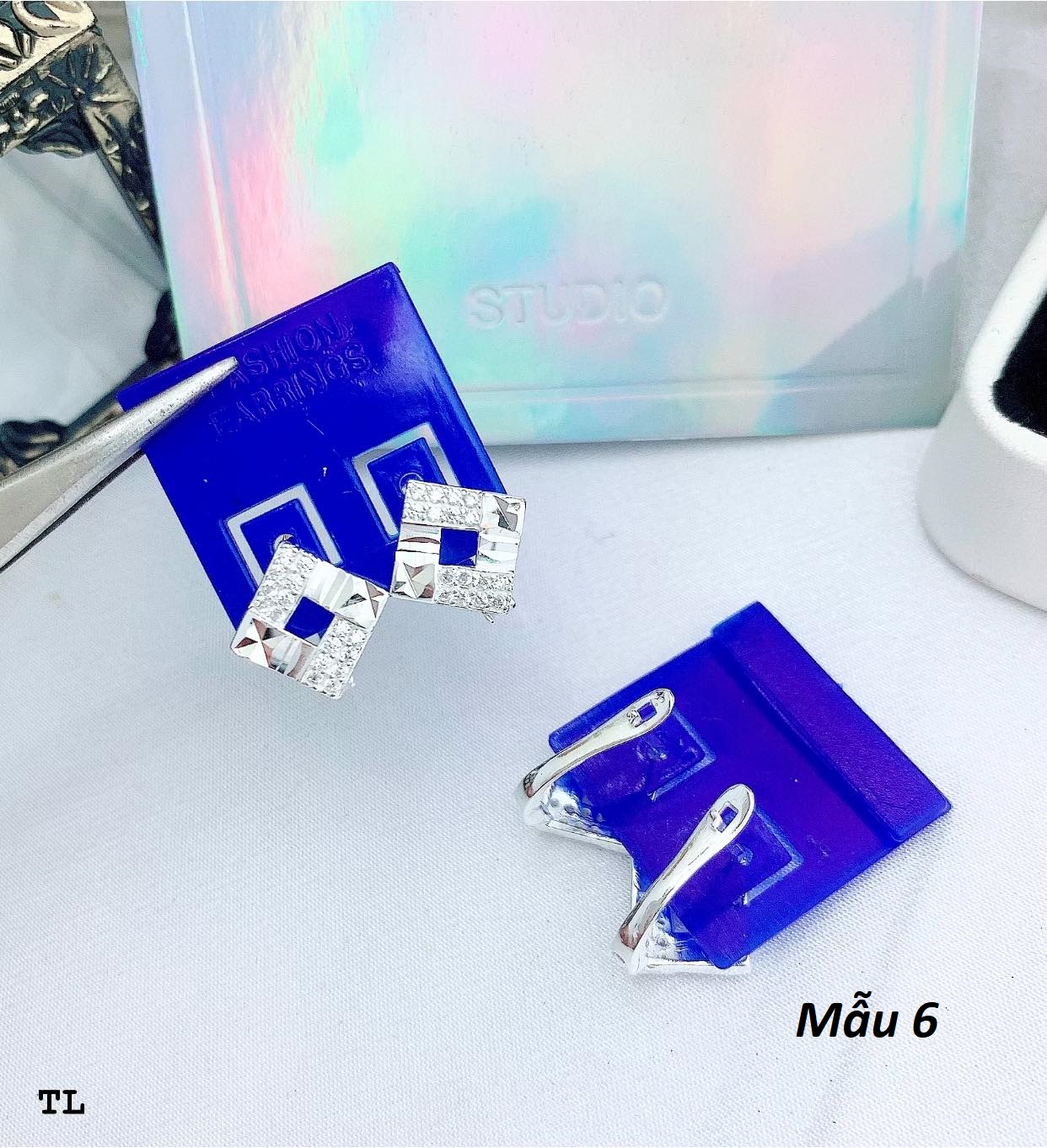 Bông tai bạc ta khoá bấm thời trang MS59d