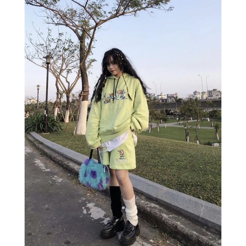 Hoodie Hình Thêu Cây Ăn Thịt xanh OHNIL