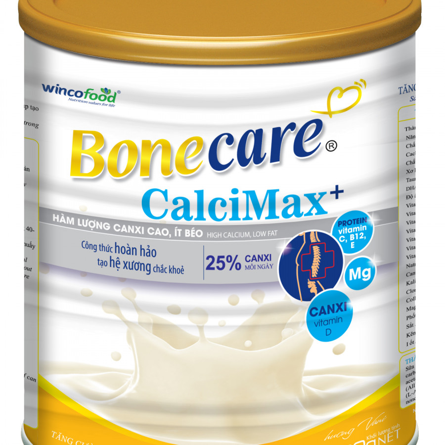 Sữa bột Wincofood Bonecare Calcimax+ 850g dành cho người từ 18 tuổi trở lên bổ sung canxi - Collagen và đường Isomalt phòng ngừa loãng xương, giúp chống lão hóa đẹp da và ngừa tiểu đường.