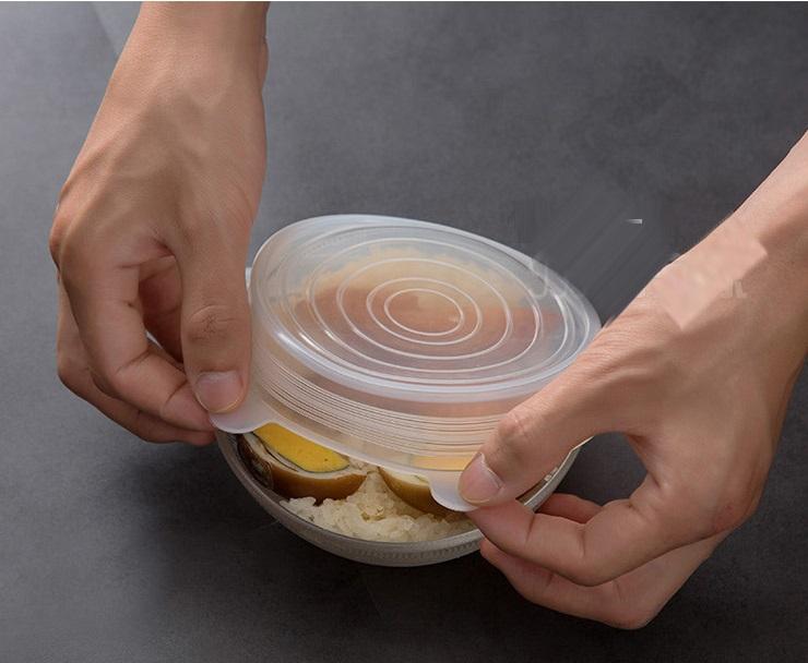 Bộ nắp silicon trắng đa năng nhiều size bảo quản thức ăn chống đổ - GDHN Loại Tốt