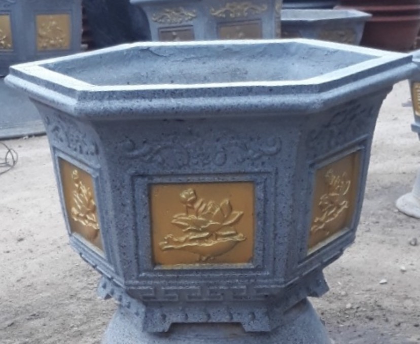 Khuôn chậu lục giác 38cm , khuôn đầy đủ lòng trong, đa dạng hoa văn, dễ dàng thi công