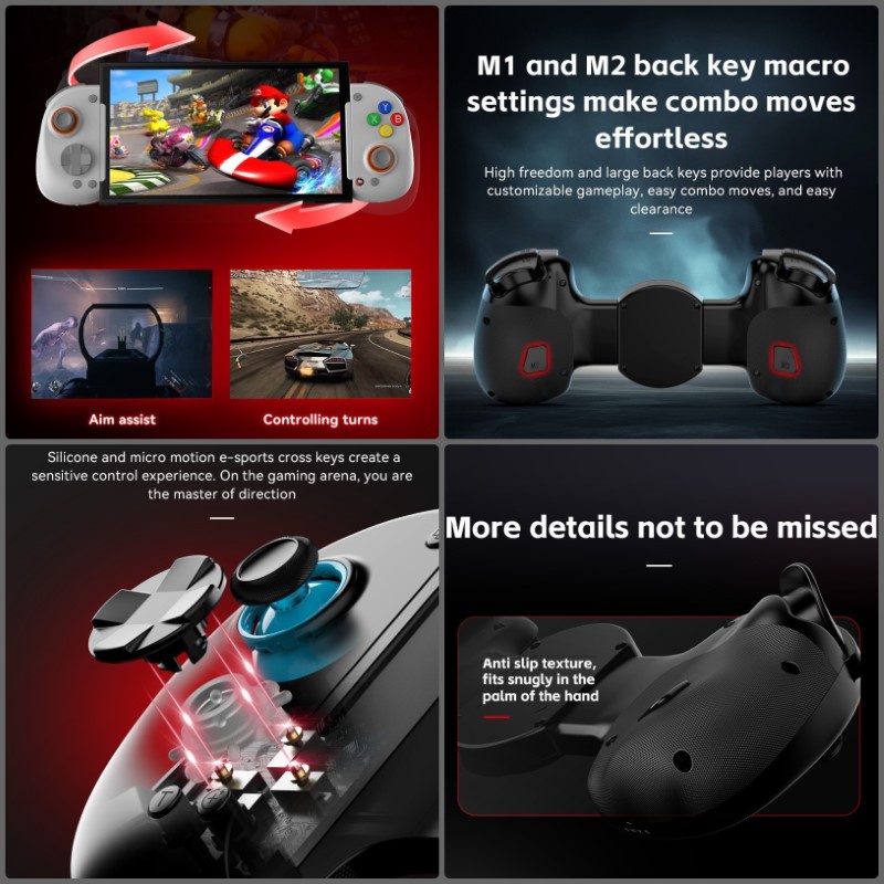 Gamepad Tay Game không dây D8 Bluetooth hoặc gắn trực tiếp điện thoại , siêu nhạy , không trễ cho điện thoại máy tính hàng nhập khẩu
