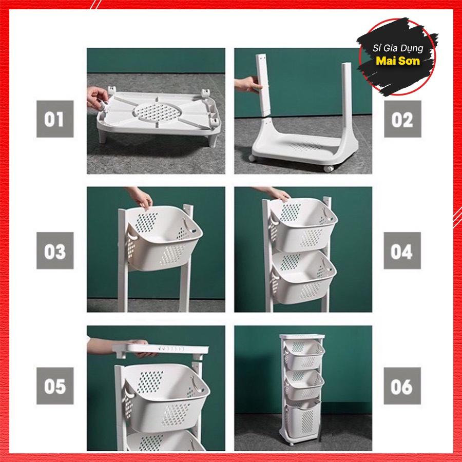 Kệ Đựng Đồ Đa Năng 3 Tầng Chất Liệu Nhựa Cao Cấp Hiện Đại Siêu Bền Có Bánh Xe Đa Chiều Tiện Lợi