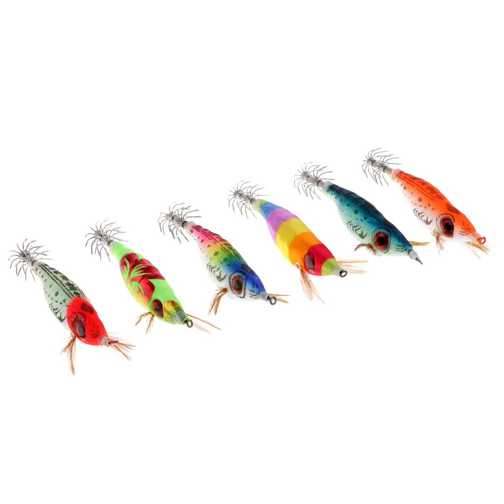 6x Squid Jig Saltwater Fishing Lure Luminous Shrimp Bait Cuttlefish Fishhook