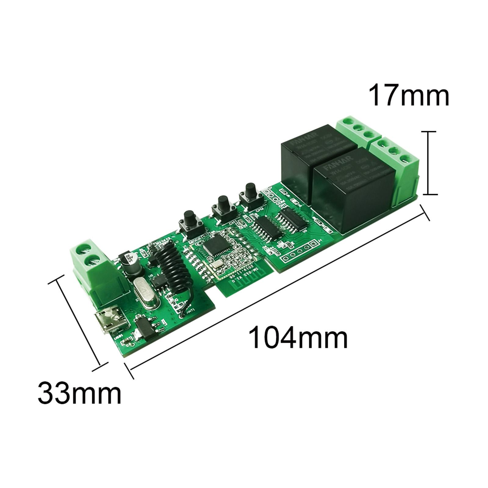 Tuya and eWeLink 2CH USB DC5V/7-24V WiFi Switch Wireless Relay Module Timing Function Remote Switch for APP Remote Control Compatible with Amazon Alexa Google Home