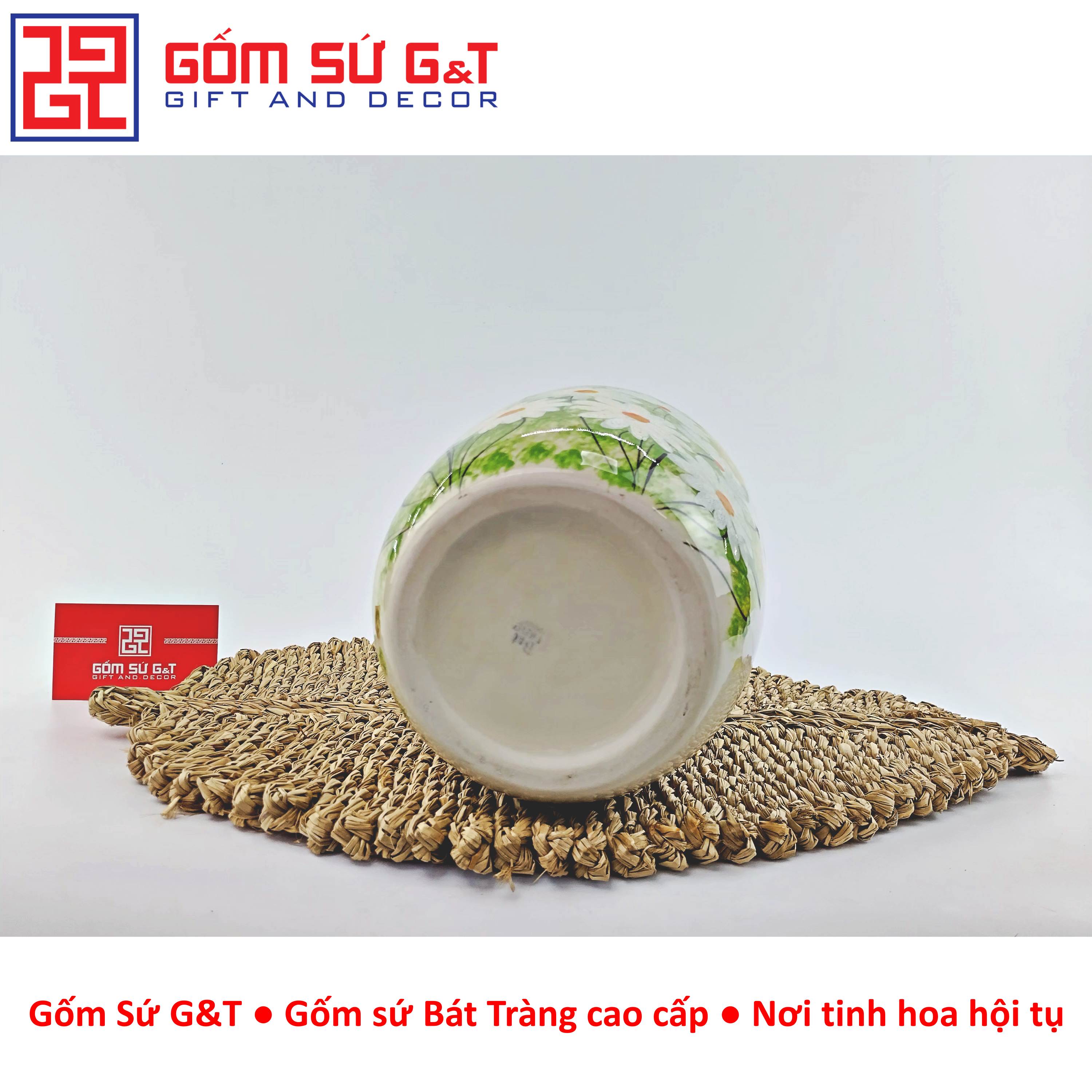Lọ hoa dáng thạp vẽ cúc họa mi Gốm Sứ G&amp;T