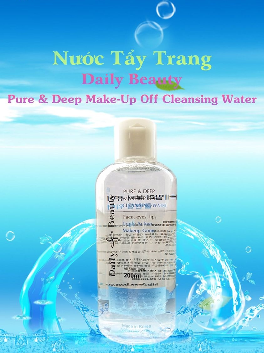 Nước tẩy trang Daily Beauty Pure &amp; Deep Make-up Off Cleansing Water Hàn Quốc