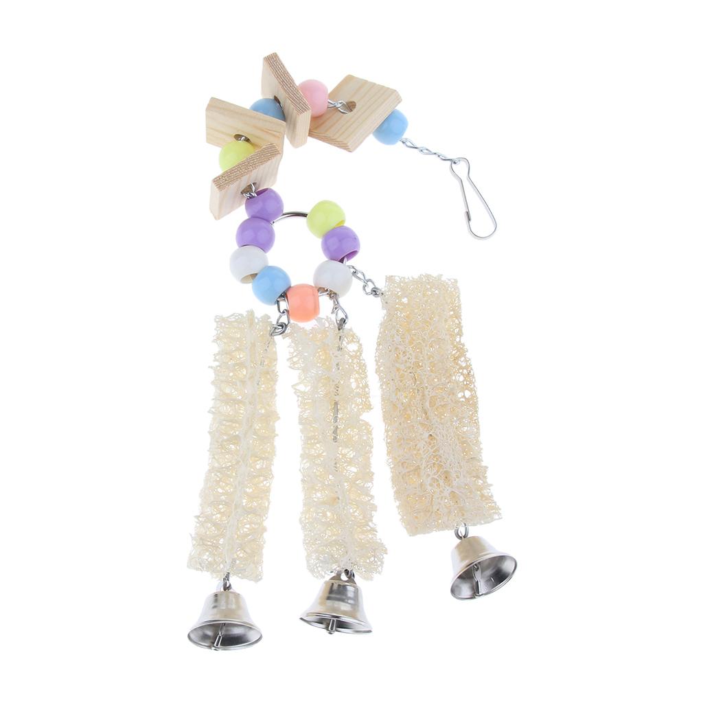 Bird Parrot Toys Pet Cage Hammock Swing Hanging Toy for Pigeon wood