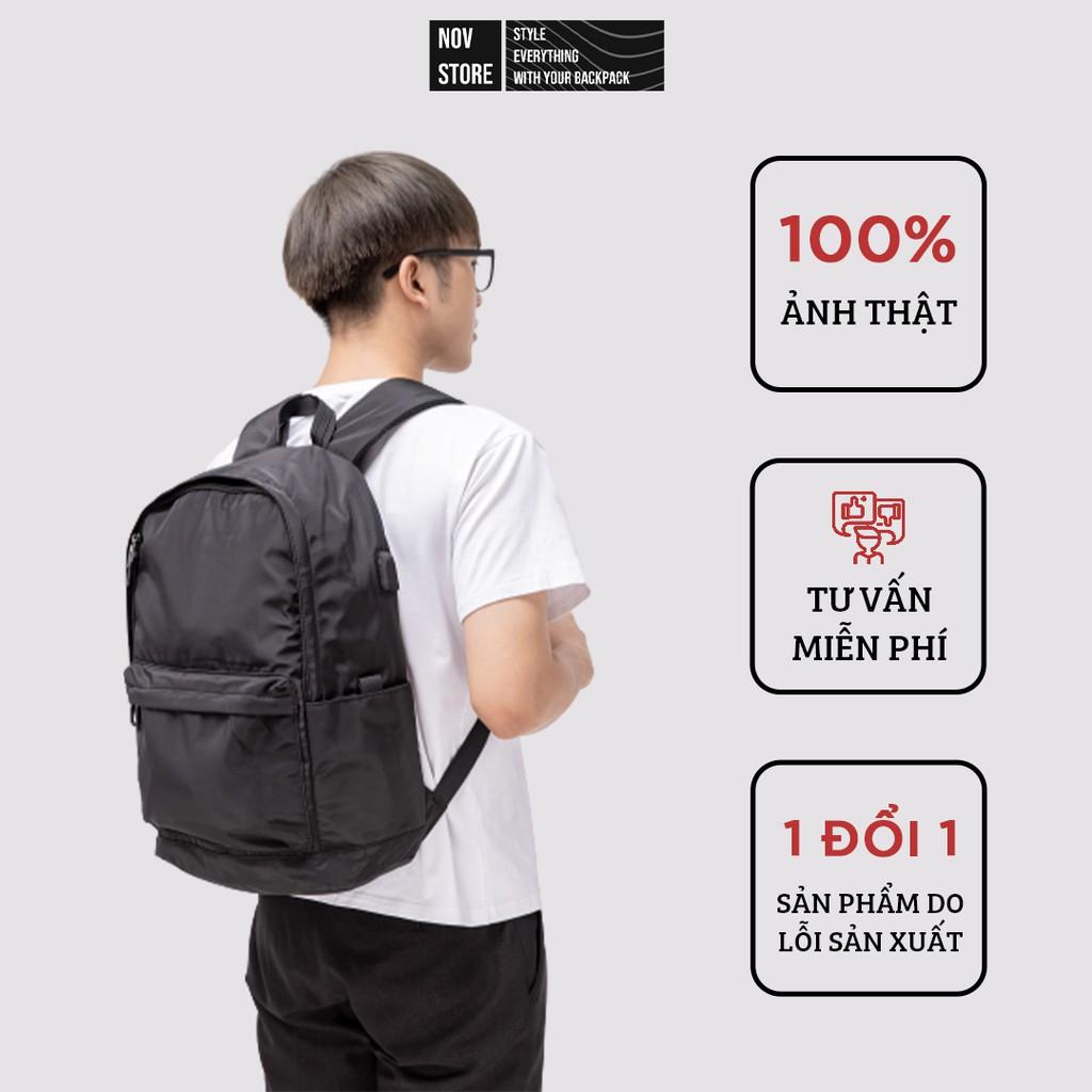 Balo vải unisex, vải dù size to siêu nhẹ chống thấm nước, có 2 ngăn chống sốc đựng vừa Laptop 16inch và ipad - novstore