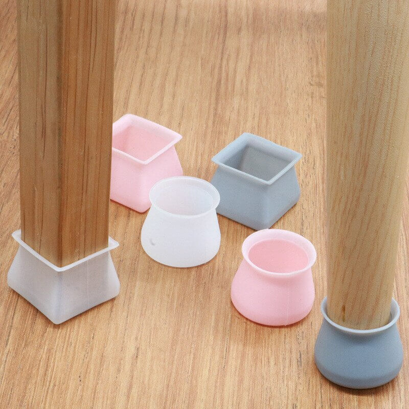 COMBO 4 Miếng Lót Chân Bàn Ghế Silicone Bọc Chân Bàn Ghế Vuông &amp; Tròn Tiện Lợi