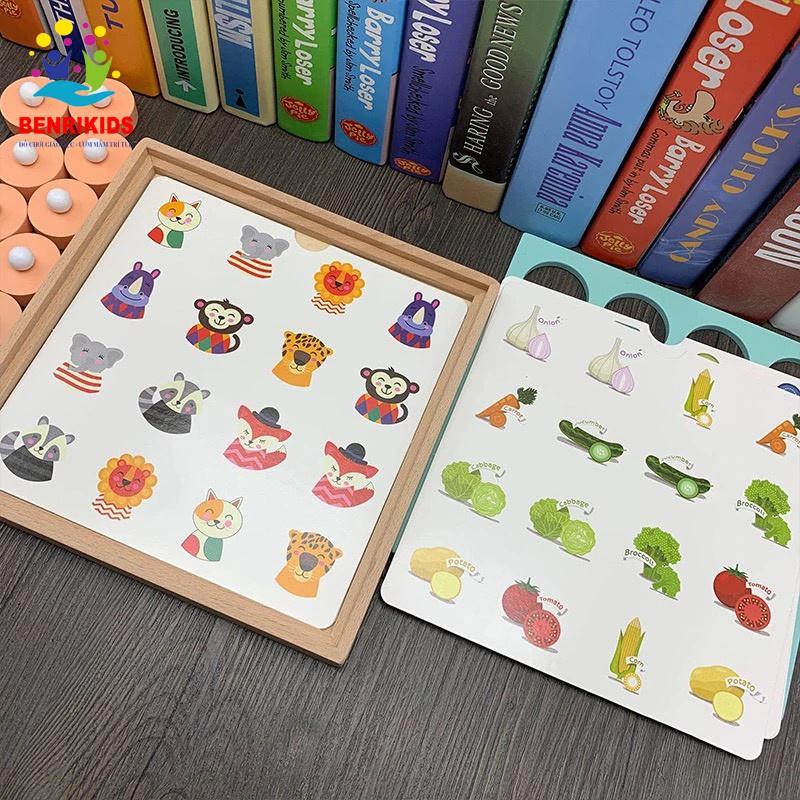 Đồ chơi lật hình cặp giống nhau bằng gỗ 12 chủ đề cho bé rèn luyện khả năng ghi nhớ