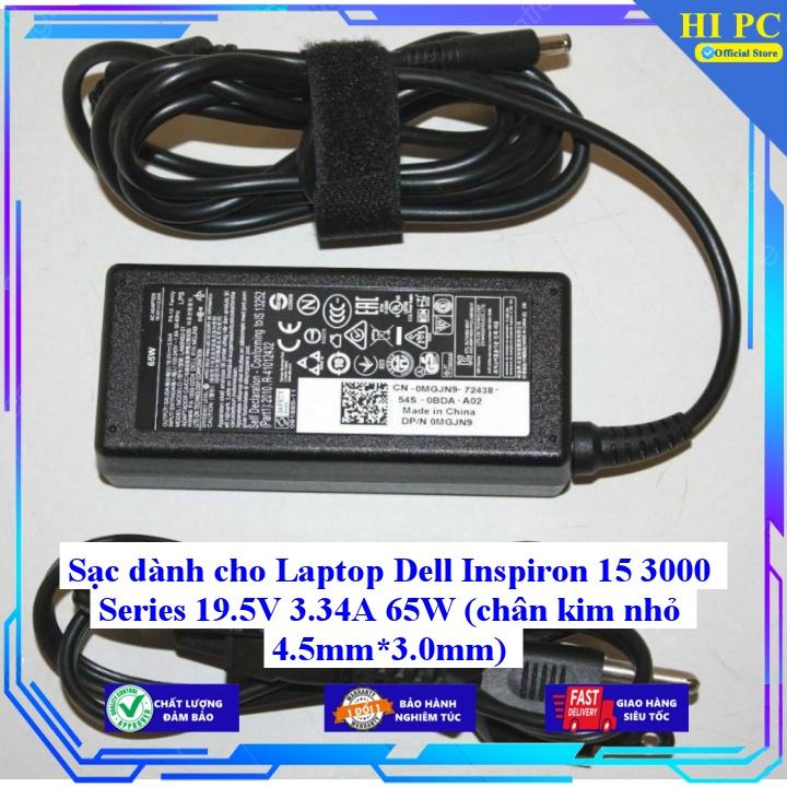 Sạc dành cho Laptop Dell Inspiron 15 3000 Series 19.5V 3.34A 65W (chân kim nhỏ 4.5mm*3.0mm) - Kèm Dây nguồn - Hàng Nhập Khẩu