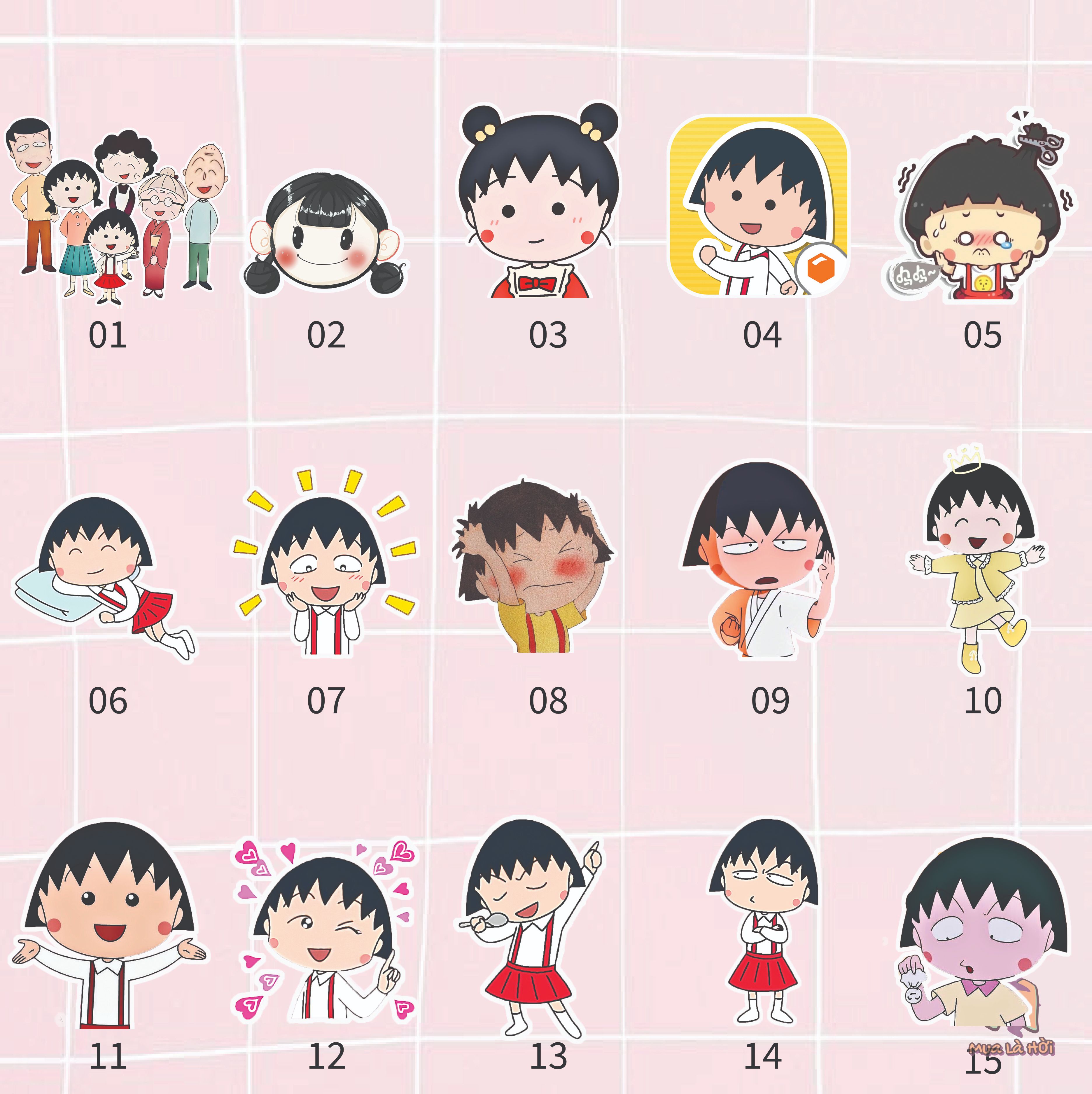 Miếng dán Stickers chủ đề Nhóc Maruko