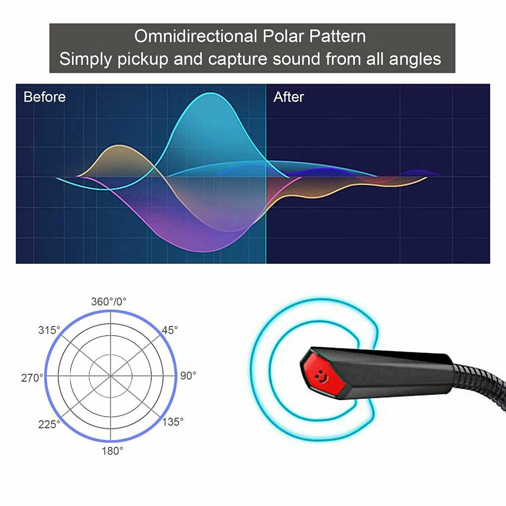 Audio USB Unidirectional Condenser USB Microphone Mic Stand For PC Laptop Gaming