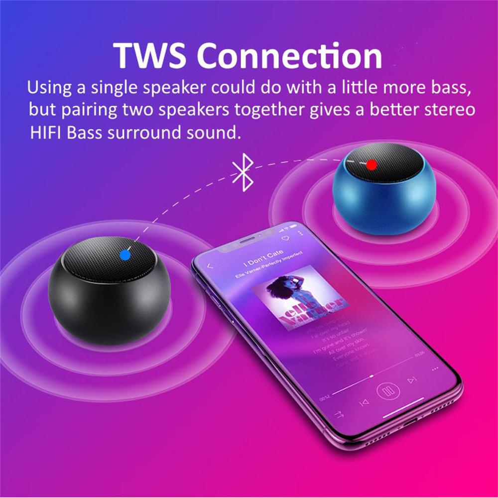 Loa Bluetooth mini Thể thao ngoài trời Bỏ túi Loa không dây Kết nối TWS Vỏ thép nhỏ Vỏ kim loại Loa nghe nhạc âm thanh nổi Màu sắc: Vàng
