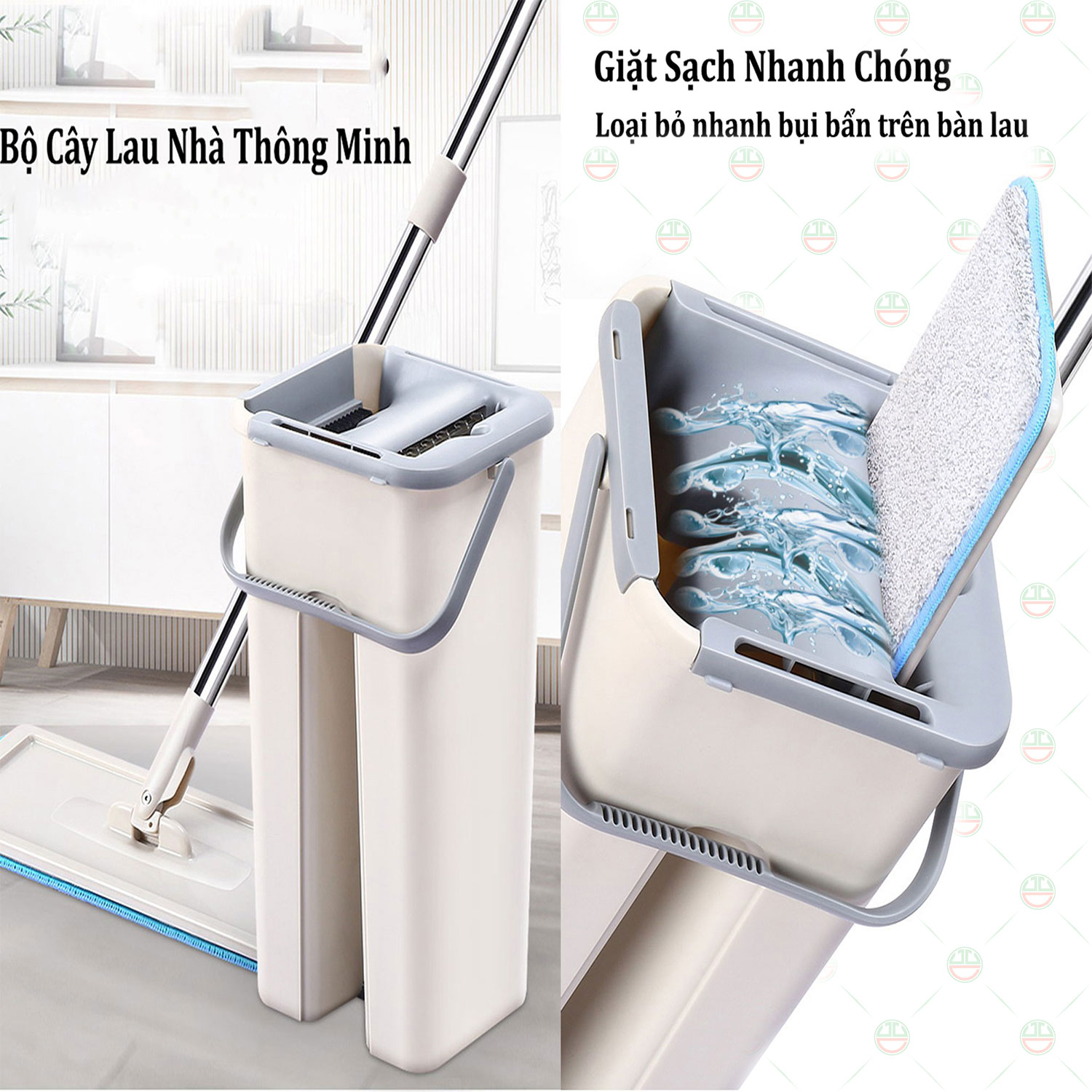 [Sạch Sẽ] [Chỉ TpHCM] Bộ Cây Lau Nhà Thông Minh KhoNCC Hàng Chính Hãng - Kèm Thùng Vắt 2 Ngăn - NLVQ-2975-BCLN (Ngẫu nhiên Màu)