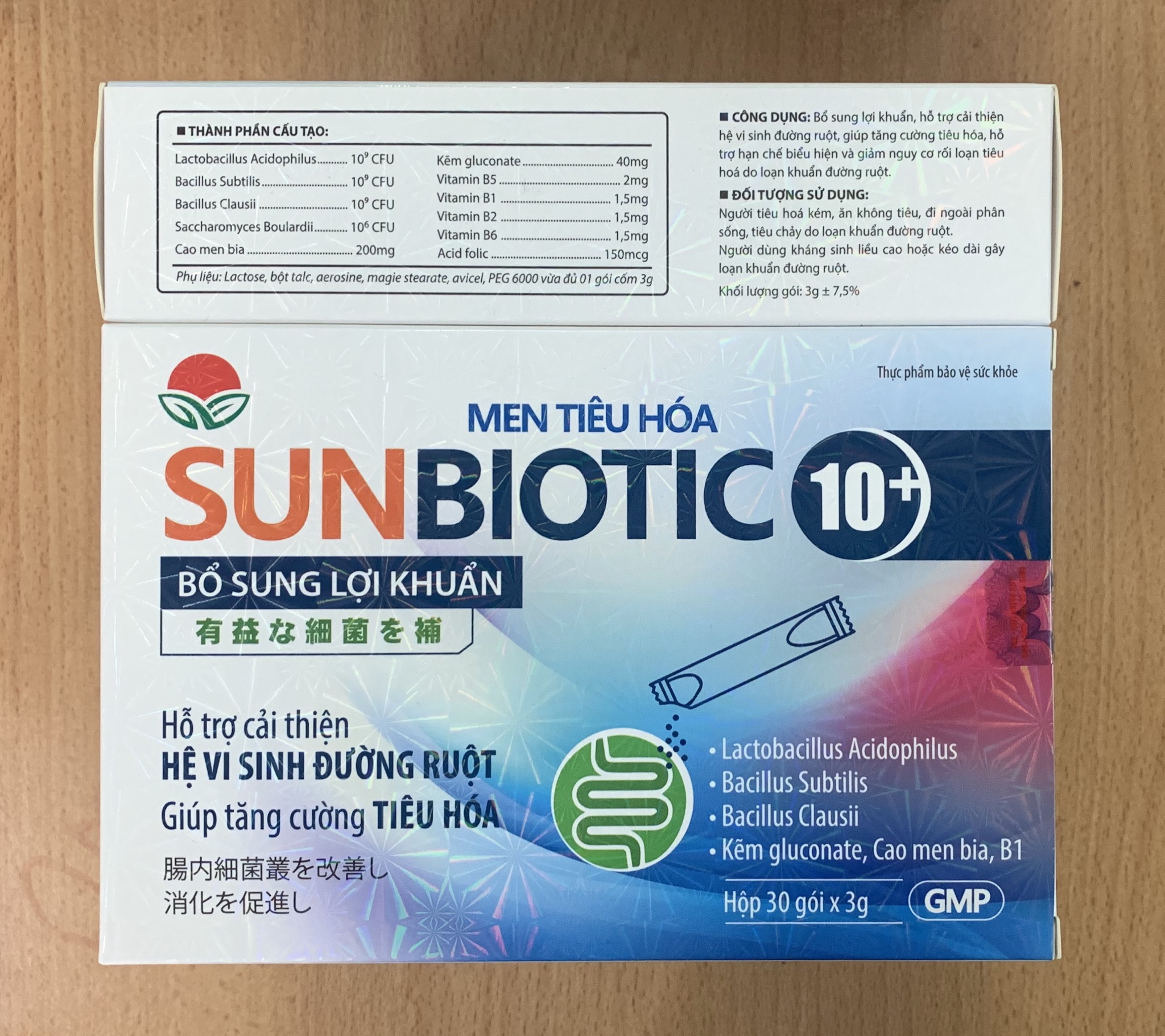 Men vi sinh Sunbiotic 10+ Sunway, hộp 30 gói x 3 gam, hỗ trợ tăng cường tiêu hoá