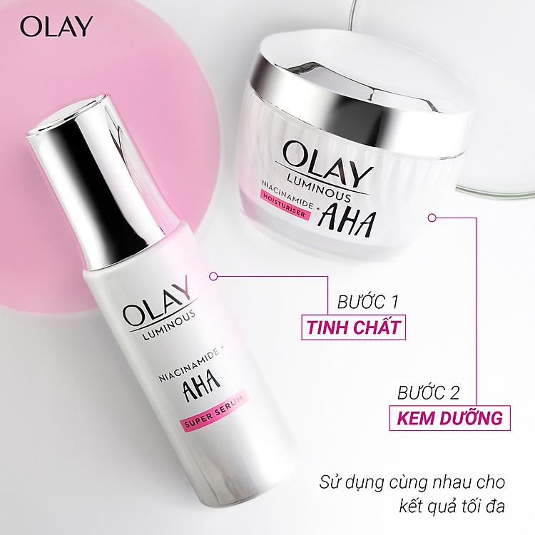 Combo 2 OLAY Luminous Niacinamide AHA Chất Ngừa Lão Hóa 30ML Dưỡng Sáng Da 50G