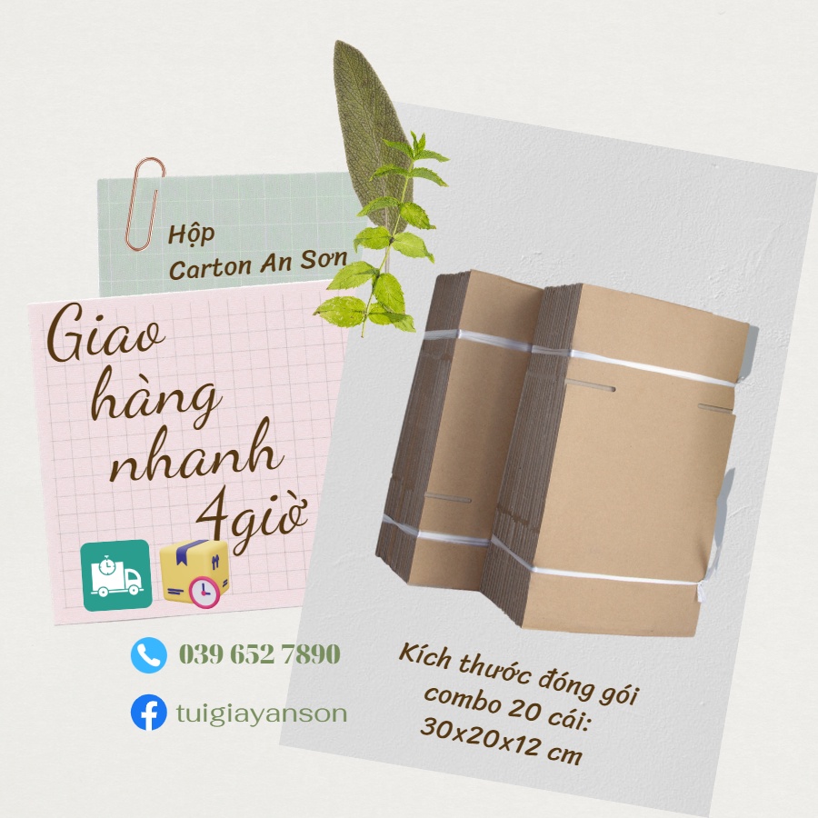 Combo 100 Hộp Bìa Carton Hộp Bìa Gói Hàng Ship Cod Dày Dặn KT 20x10x10cm