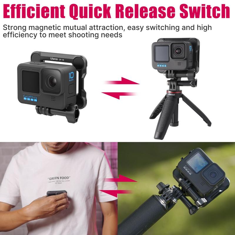 Ulanzi GP-16 Gắn Camera Hành Động Từ Tính Gắn Camera Hành Động 3 Trong 1 Giá Đỡ Phát Hành Nhanh Cho GoPro 11 10 9 8 Phụ Kiện Máy Ảnh