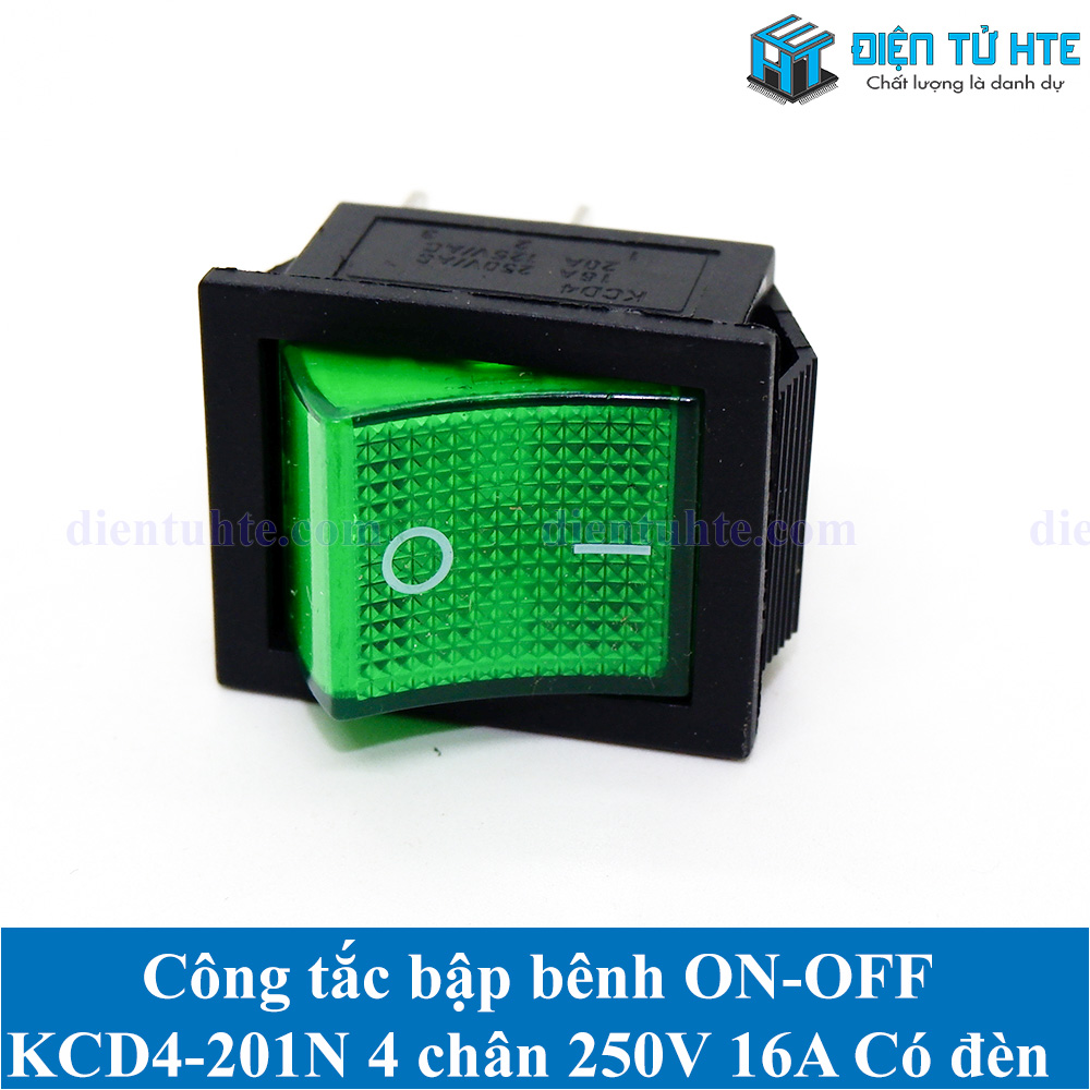 Công tắc bập bênh ON-OFF KCD4 KCD4-201N 4 chân 250V 16A Có đèn