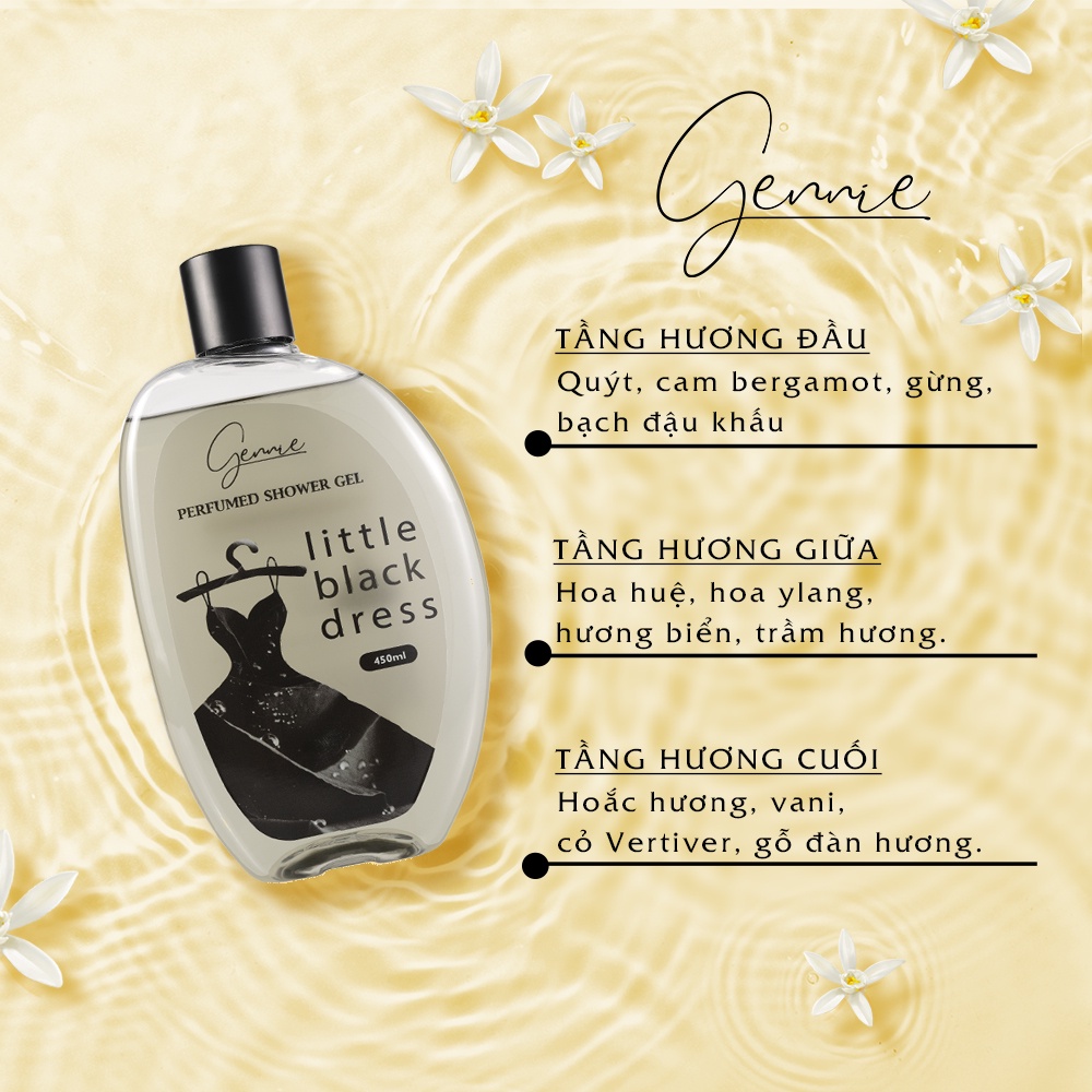 Bộ đôi Mẹ và Bé Sữa tắm Gennie Little Black Dress + Sữa tắm gội 2IN1 Gennie Baby 450ml - 400ml