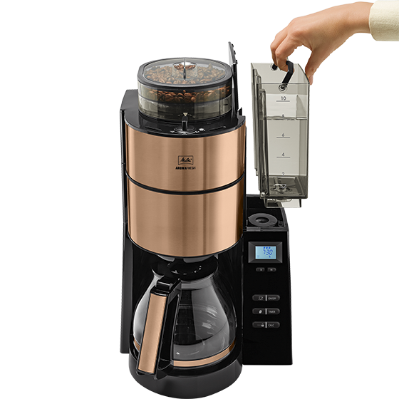 Máy pha cà phê giấy lọc Melitta Aroma Fresh Copper - Tích hợp máy xay - Hàng nhập khẩu