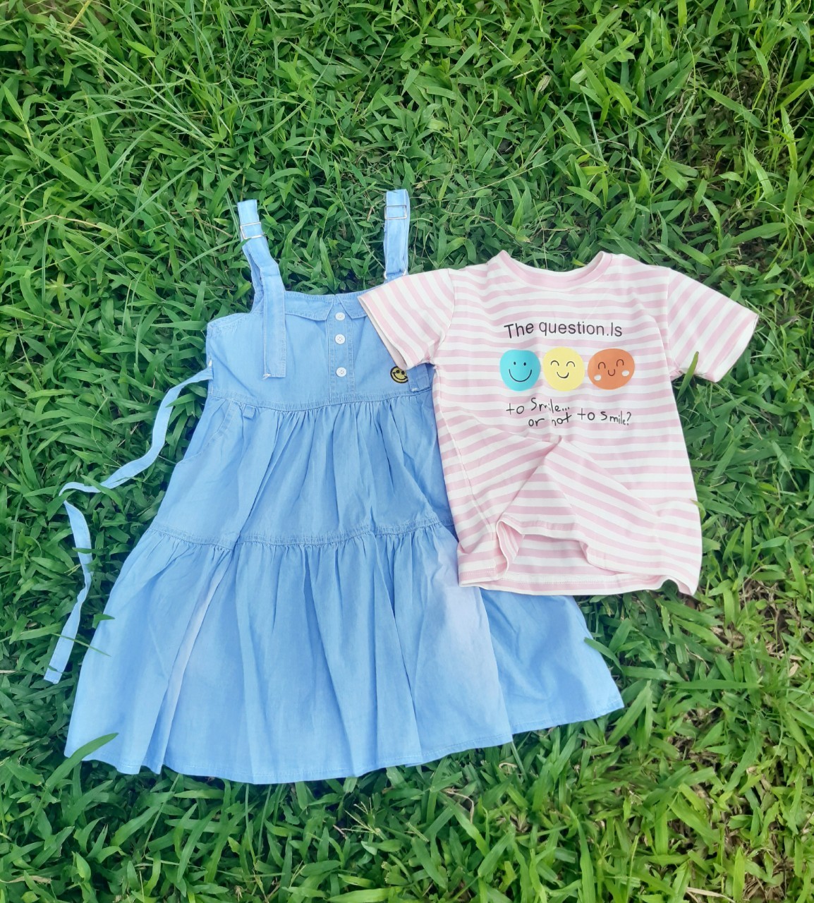 Set yếm váy bò giấy rời bé gái 6-12 tuổi chất liệu bò giấy mềm mại nhẹ