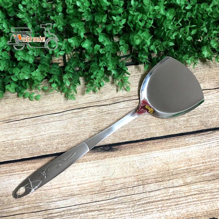 Sạn Xẻng INOX cán Bông 32cm. Dụng cụ thiết yếu làm bếp Muỗng Vá Sạn Xẻng Vợt dùng chiên xào nấu