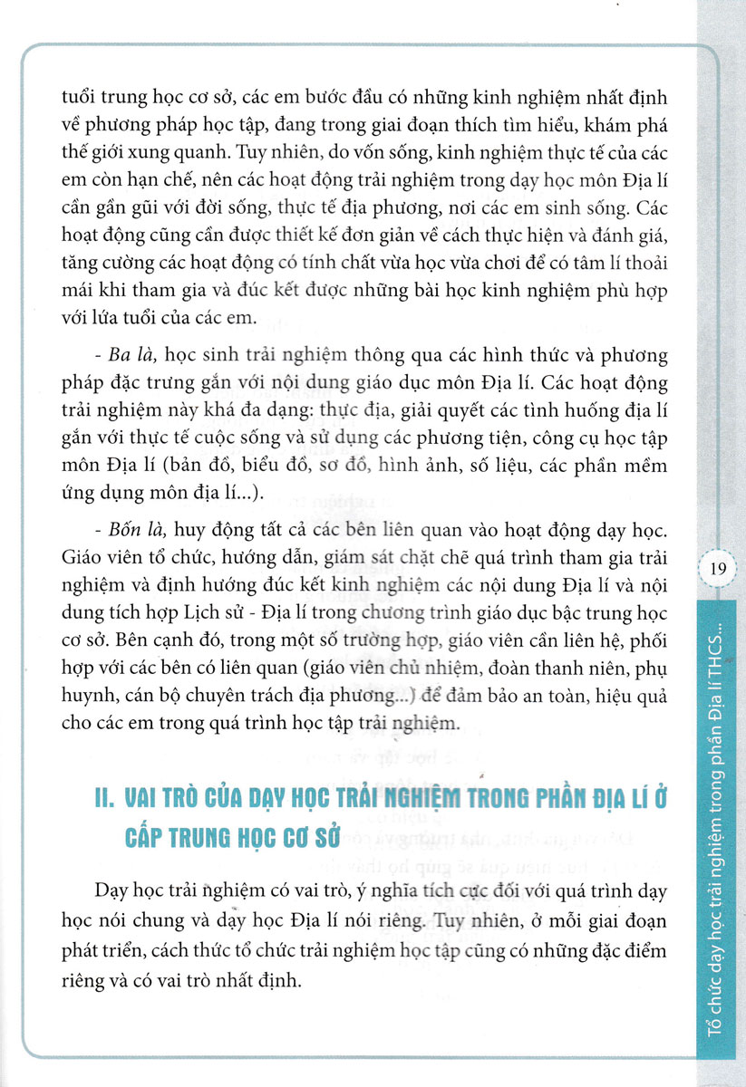 Tổ Chức Dạy Học Trải Nghiệm Trong Môn Lịch Sử Và Địa Lí THCS - Phần Địa Lí (Theo Chương Trình GDPT 2018 Và SGK Mới)