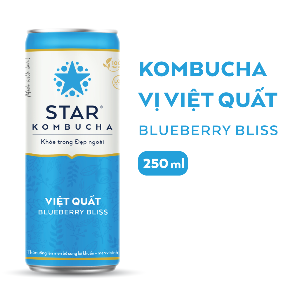 Lốc 6 lon thức uống lên men STAR KOMBUCHA Việt Quất / Blueberry Bliss (250ml/lon)